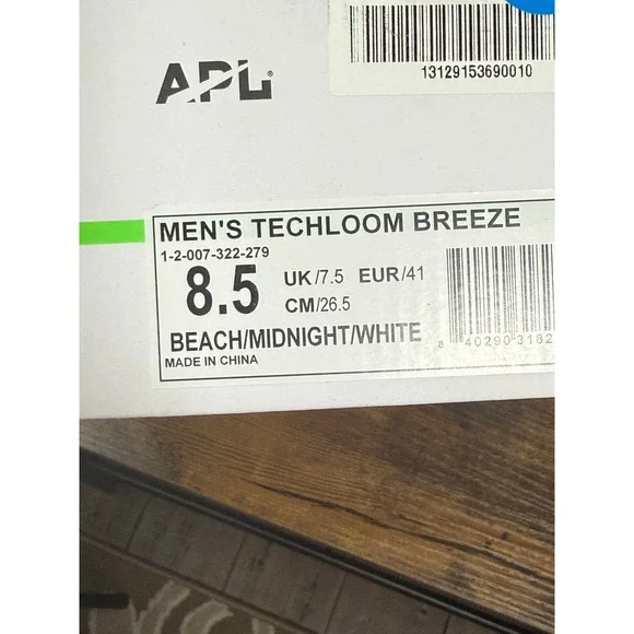 APL Sz 8.5 Men's Techloom Breeze Knit‎ Running Shoe Beach/Midnight/White NEW!!